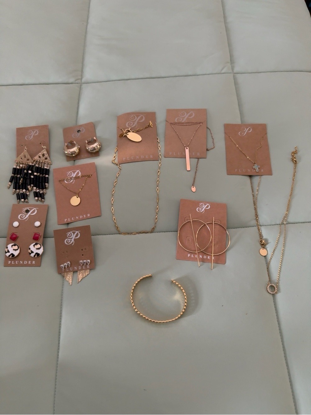 Plunder Gold-Tone Mixed Necklace and Earring Jewelry Set